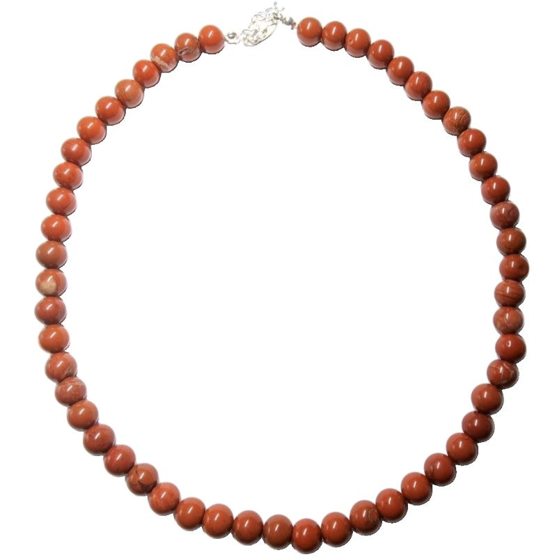 Collier jaspe rouge Afrique du Sud A (boules 8mm) - 45cm