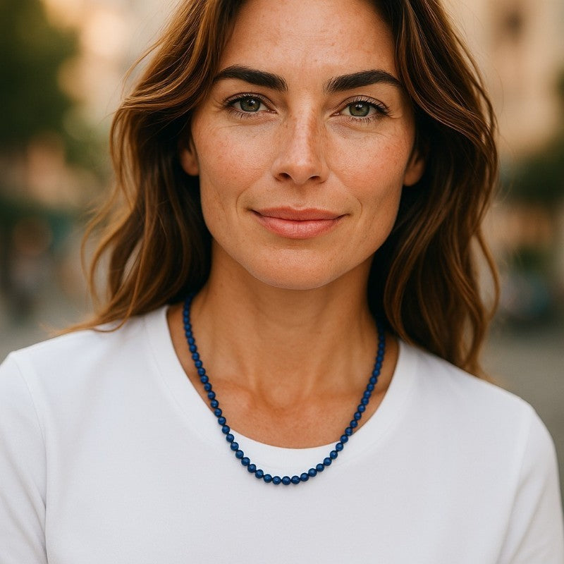 Collier lapis lazuli Afghanistan AA (perles facettées 3-4mm) - 45cm