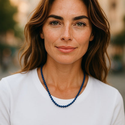 Collier lapis lazuli Afghanistan AA (perles facettées 3-4mm) - 45cm