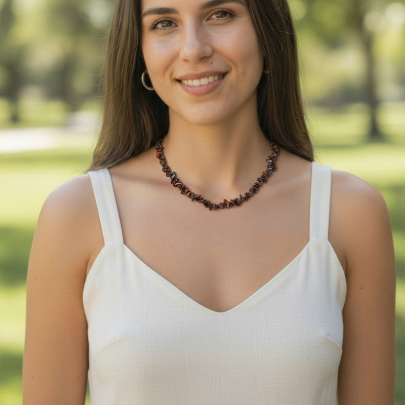 Collier oeil de taureau Afrique du Sud A (perles baroques) - 45cm