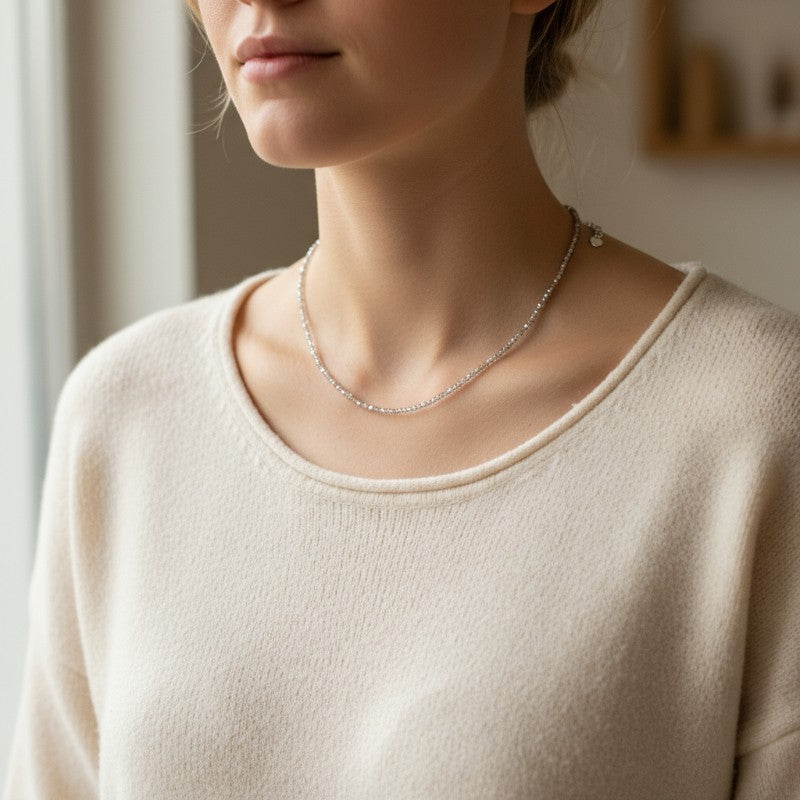 Collier quartz fumé Etats-Unis AA argent 925 - 45-50cm