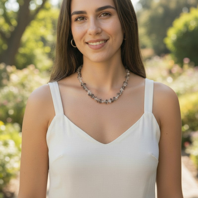 Collier quartz fumé Brésil A (perles baroques) - 45cm