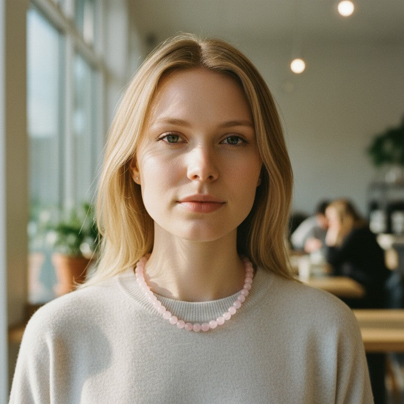 Collier quartz rose Brésil A - 45cm