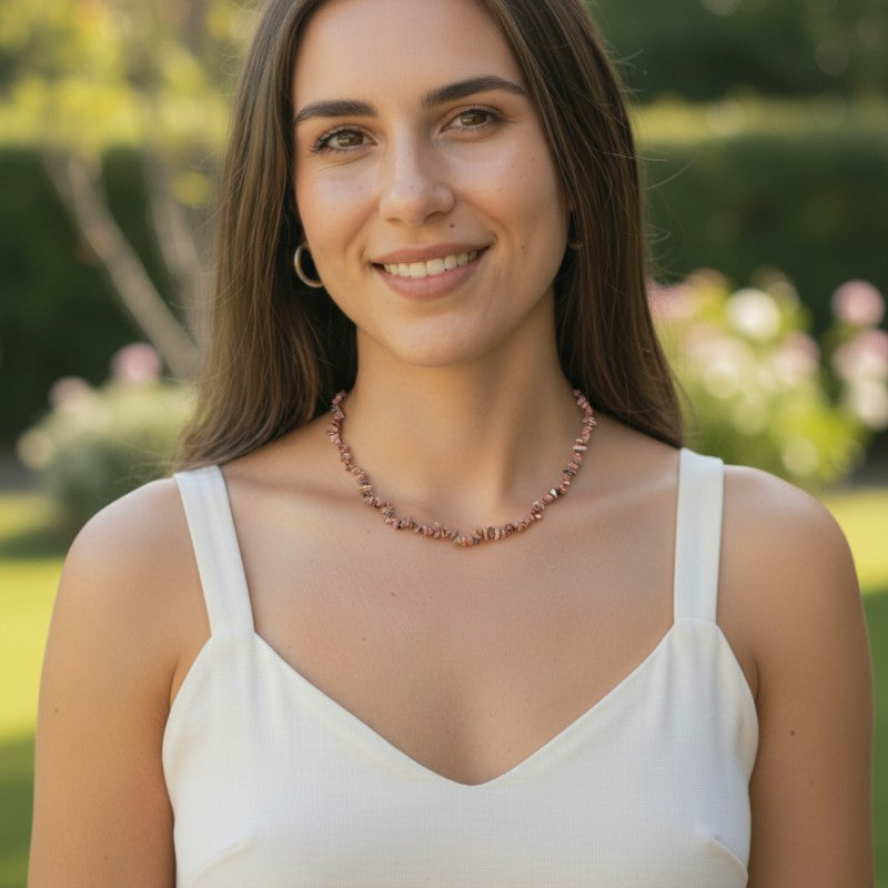 Collier rhodonite Madagascar A (perles baroques) - 45cm