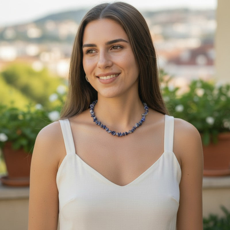 Collier sodalite Brésil A  (perles baroques) - 45cm