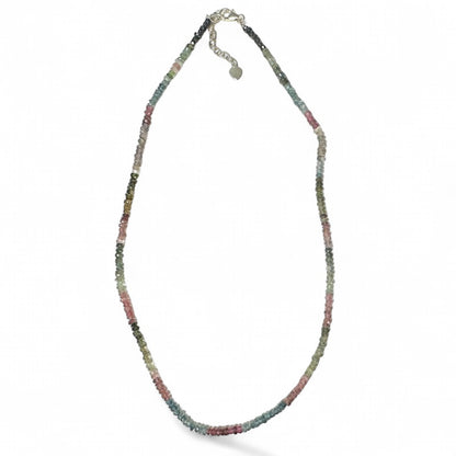 Collar de turmalina multicolor brasileña AA (cuentas facetadas de 2-3 mm) - 45-50 cm