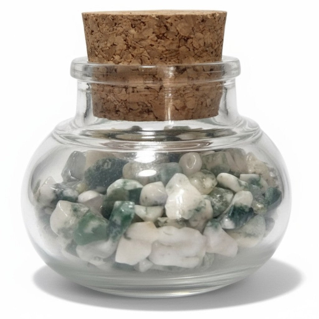 Flacon verre agate arbre Inde AA (mini-pierre roulée XXS)