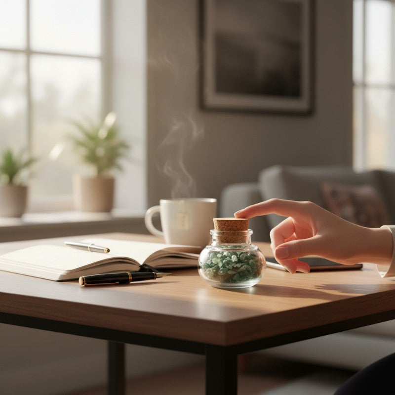 Flacon verre agate mousse Inde AA (mini-pierre roulée XXS)