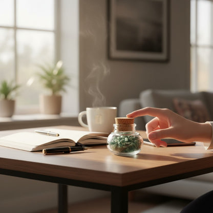 Flacon verre agate mousse Inde AA (mini-pierre roulée XXS)