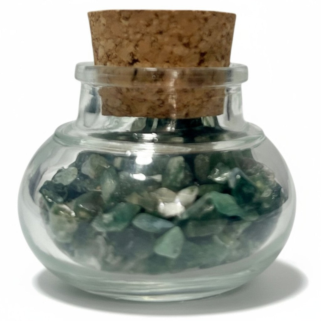 Flacon verre agate mousse Inde AA (mini-pierre roulée XXS)