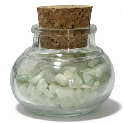 Flacon verre amazonite Inde AA (mini-pierre roulée XXS)