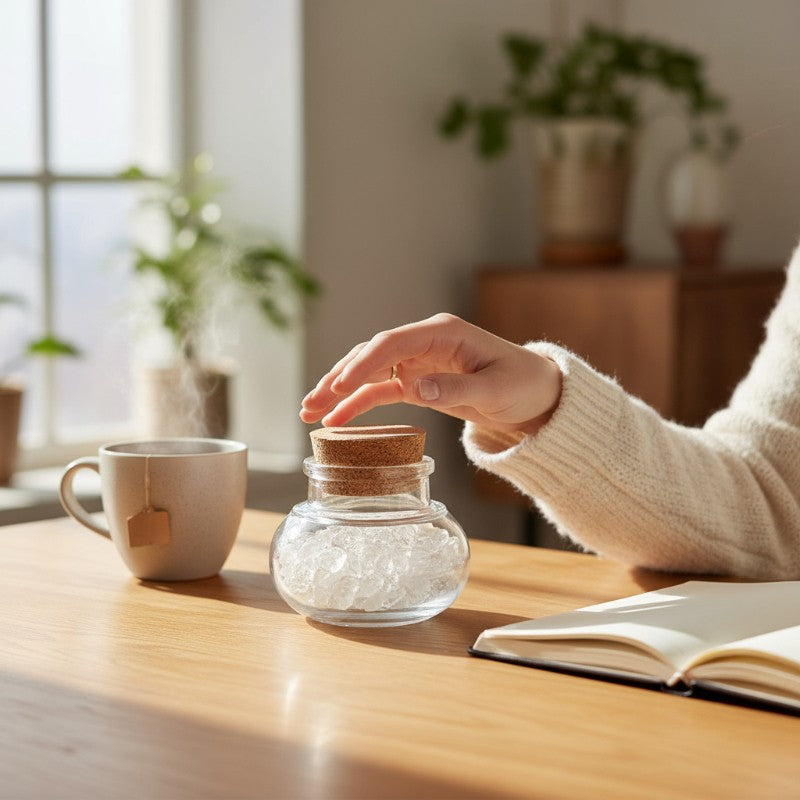 Flacon verre cristal de roche Brésil AA (mini-pierre roulée XXS)