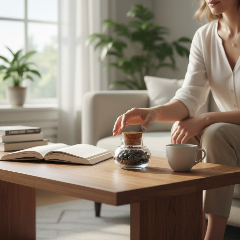 Flacon verre hematite Brésil AA (mini-pierre roulée XXS)