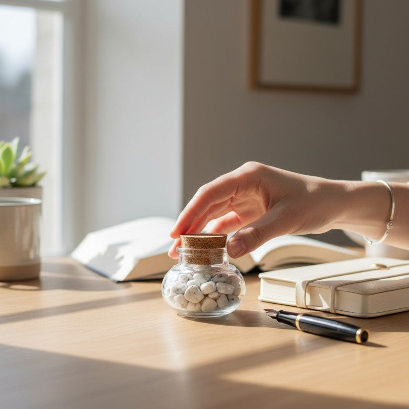 Flacon verre howlite Zimbabwe AA (mini-pierre roulée XS)