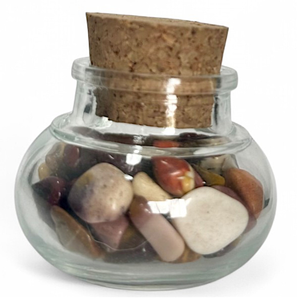 Flacon verre jaspe mokaite Australie AA (mini-pierre roulée XS)