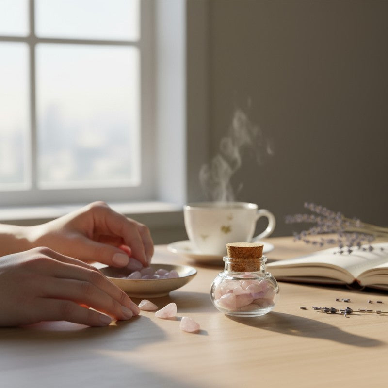 Flacon verre kunzite Brésil AA (mini-pierre roulée XS)