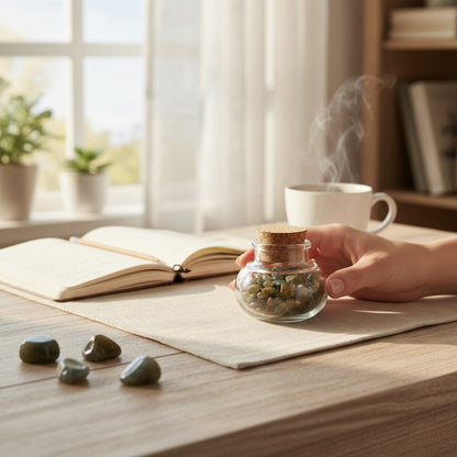 Flacon verre labradorite Madagascar AA (mini-pierre roulée XS)