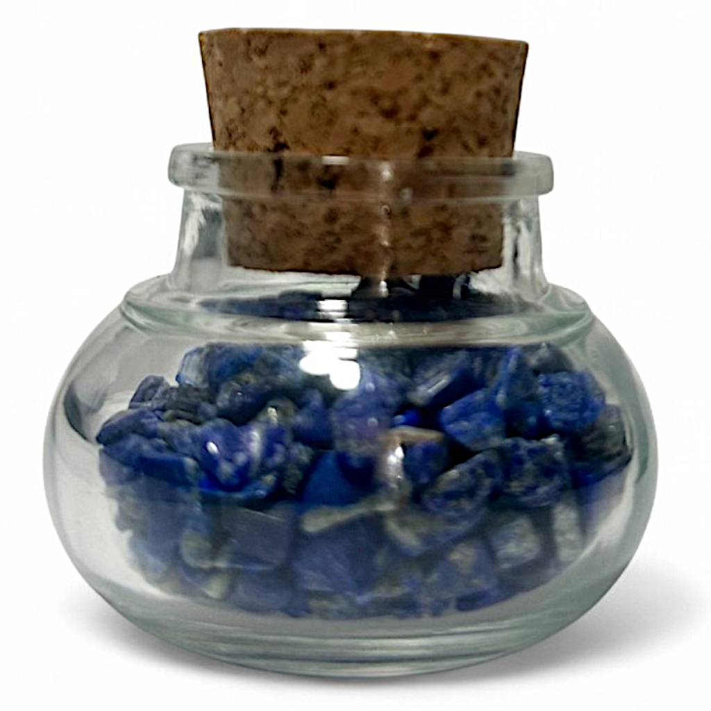 Flacon verre lapis lazuli Afghanistan AA (mini-pierre roulée XXS)