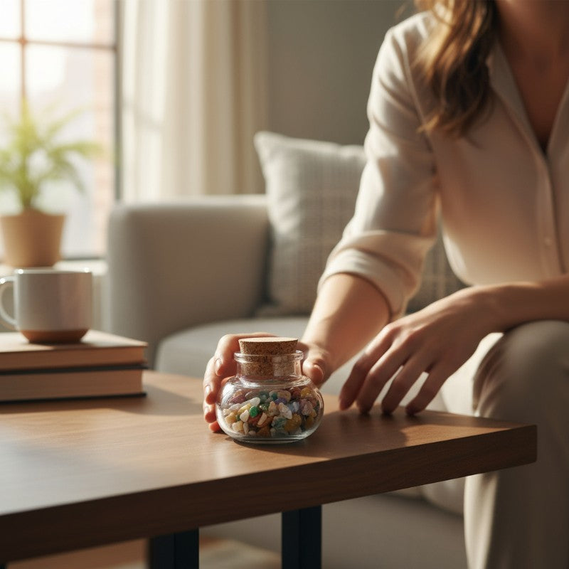 Flacon verre mélange Inde AA (mini-pierre roulée XXS)