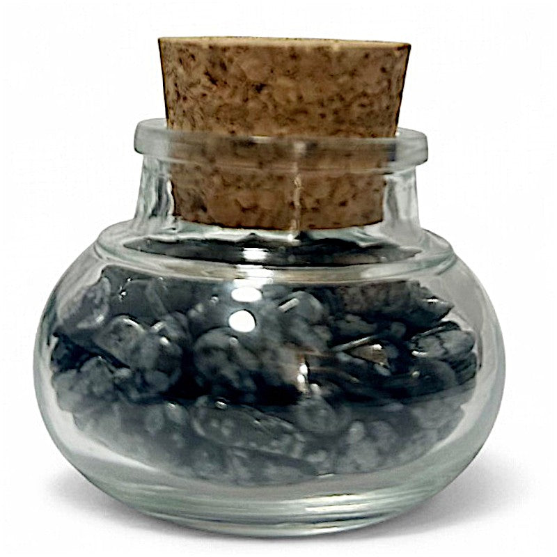 Flacon verre obsidienne neige AA (mini-pierre roulée XS)