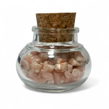 Flacon verre pierre de soleil Inde AA (mini-pierre roulée XXS)