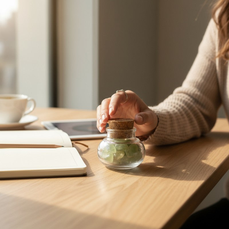 Flacon verre prehnite Mali AA (mini-pierre roulée XS)