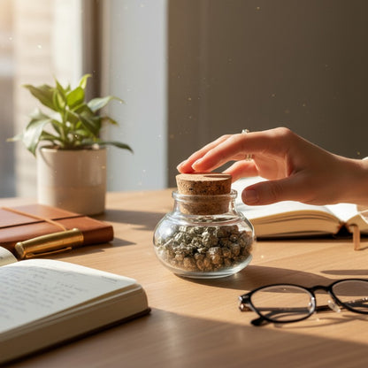 Flacon verre pyrite Pérou AA (mini-pierre brute XS)