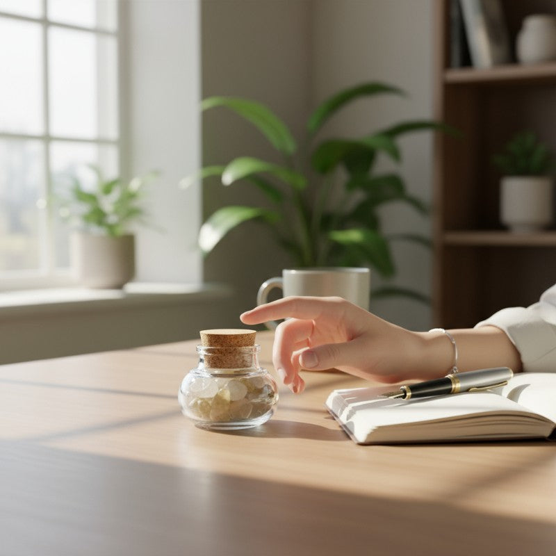 Flacon verre quartz rutile Brésil AA (mini-pierre roulée XS)