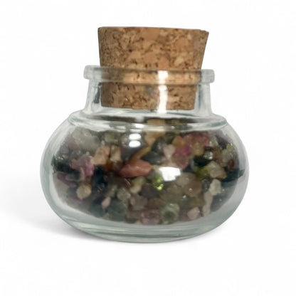 Flacon verre tourmaline multicolore Brésil AA (mini-pierre roulée XXS)