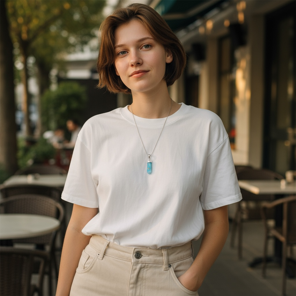 Pendentif pointe aragonite bleue Afghanistan A+ argent 925