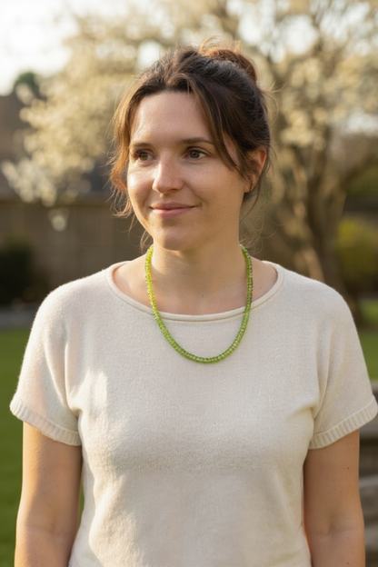 Peridot necklace India AA silver 925 - 45-50mm