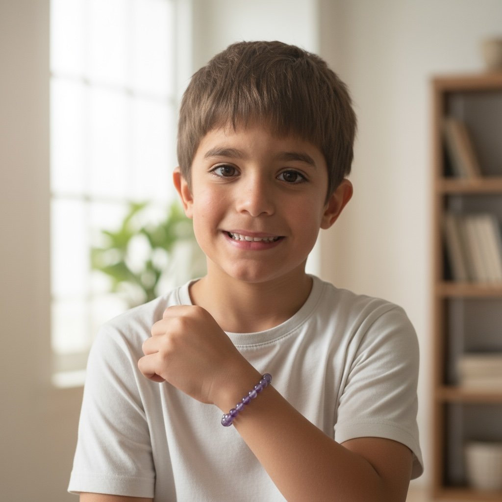 Bracelet taille enfants améthyste Brésil A (boules 5-6mm)
