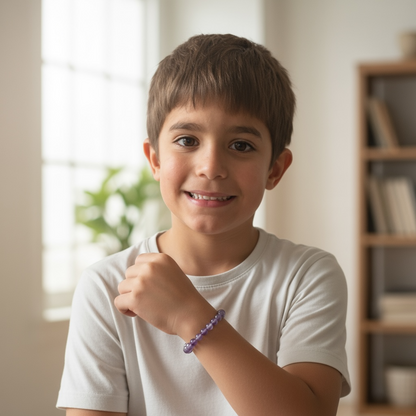 Bracelet taille enfants améthyste Brésil A (boules 5-6mm)
