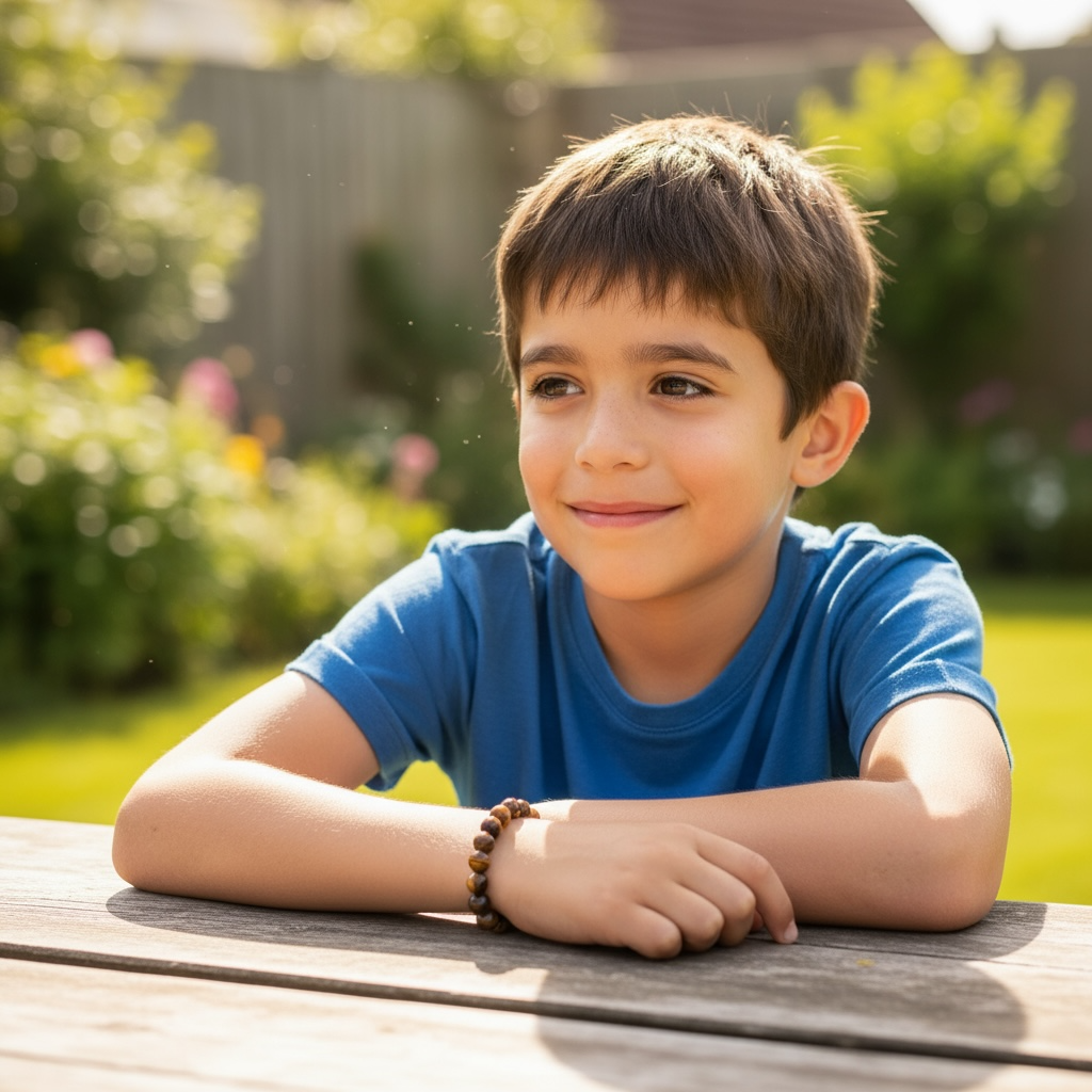 Bracelet taille enfants oeil de tigre A (boules 5-6mm)