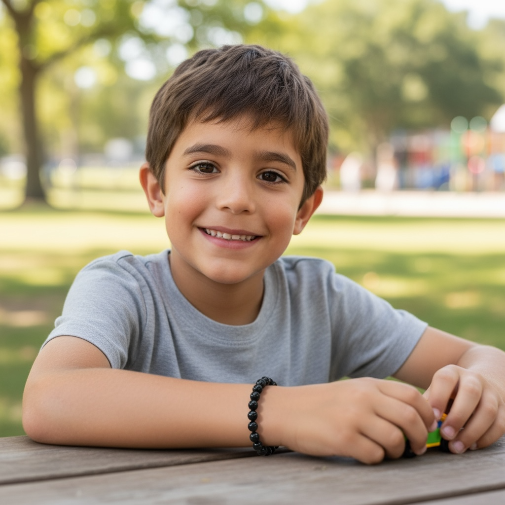 Bracelet taille enfants Tourmaline noire Brésil A (boules 5-6mm)