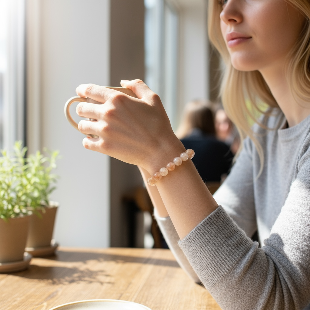 India A sunstone bracelet (10mm balls)