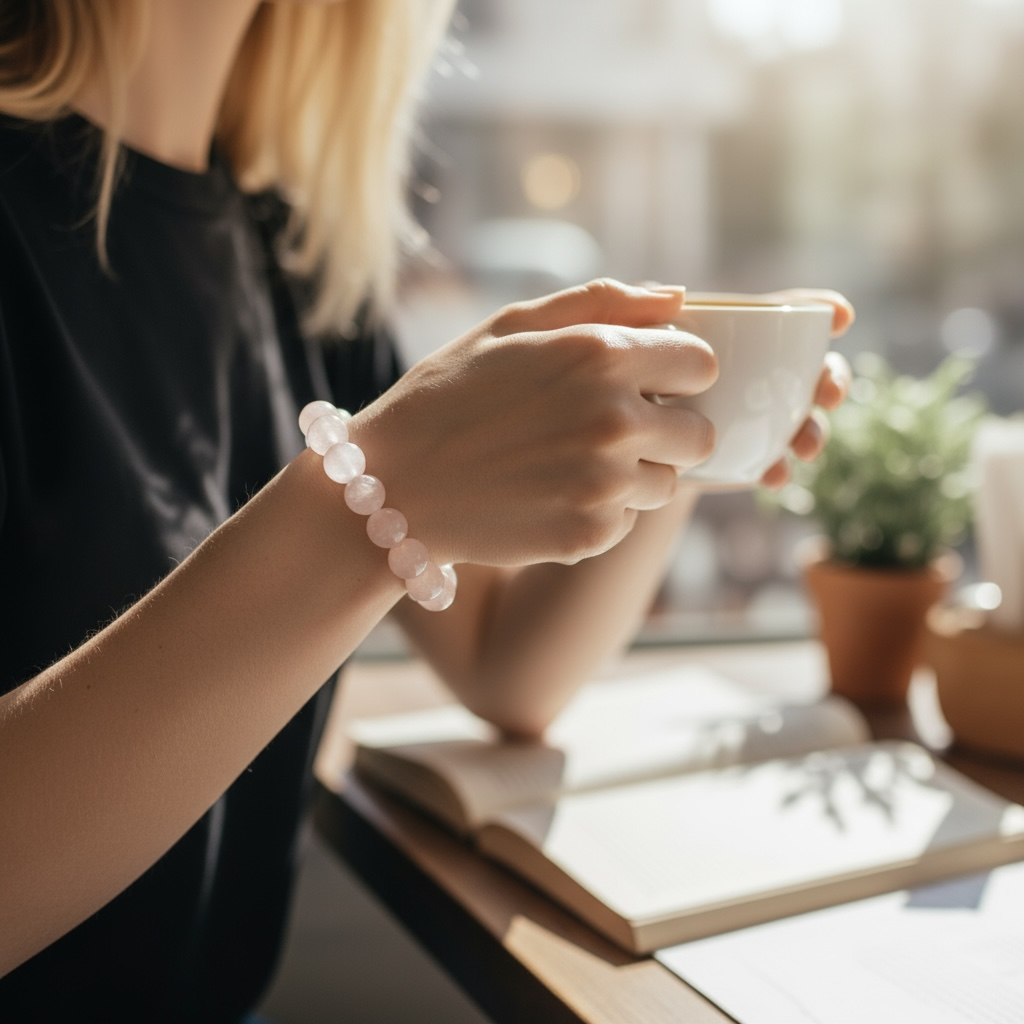 Bracelet morganite (béryl rose) Brésil A boules 10mm