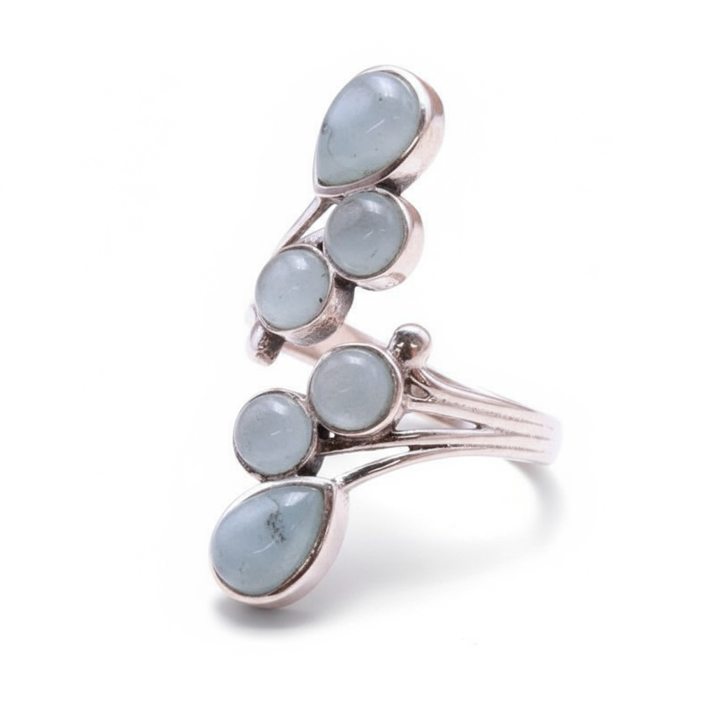 Bague réglable Aigue-Marine Brésil AA argent 925