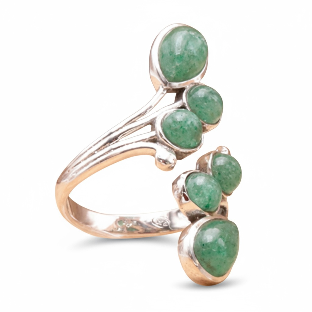 Bague réglable Aventurine verte Brésil AA argent 925