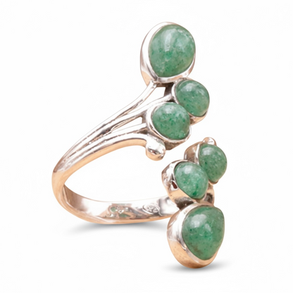 Bague réglable Aventurine verte Brésil AA argent 925