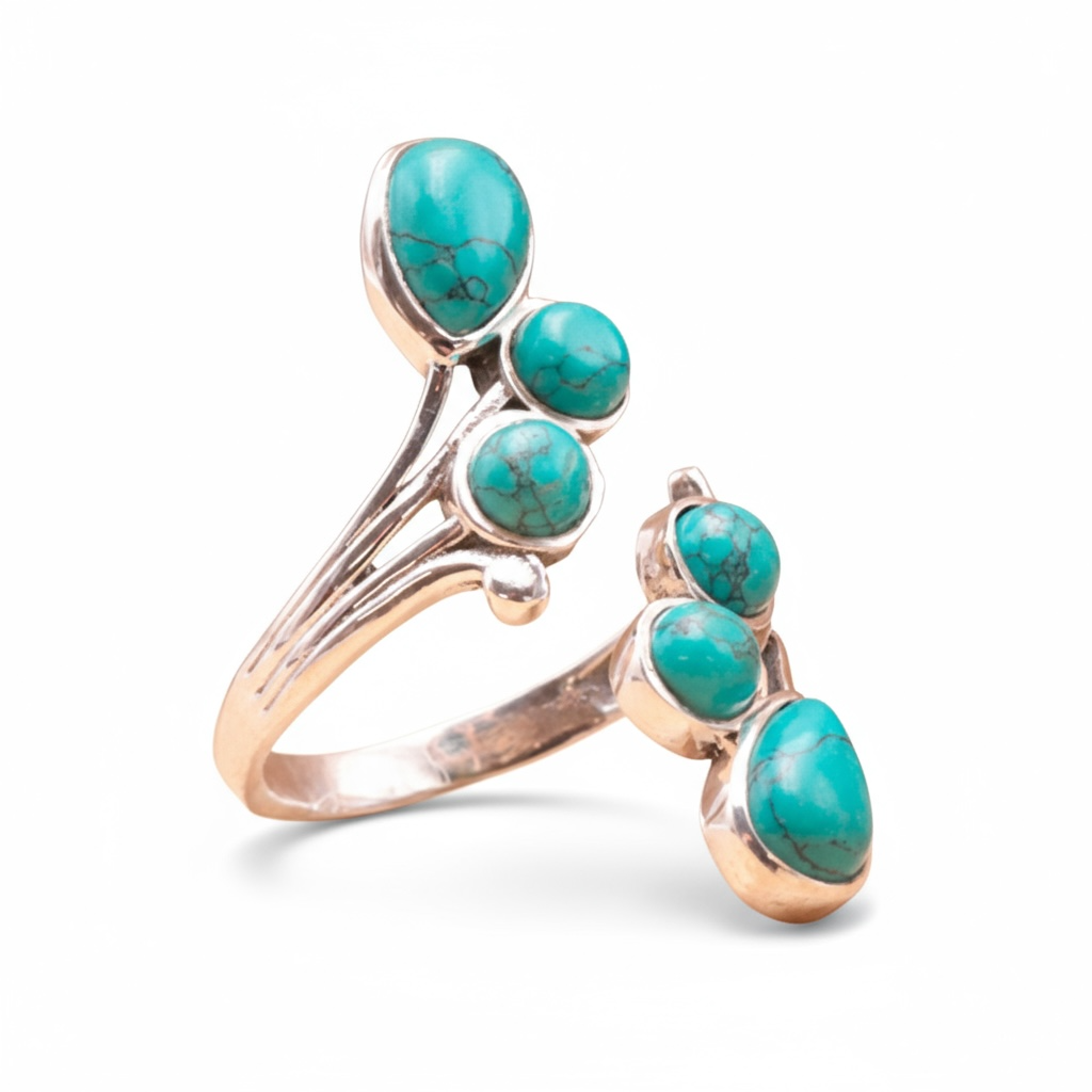 Bague réglable Turquoise Chine AA argent 925