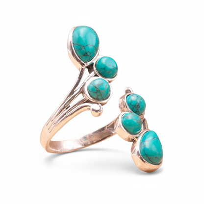 Turquoise adjustable ring China AA silver 925