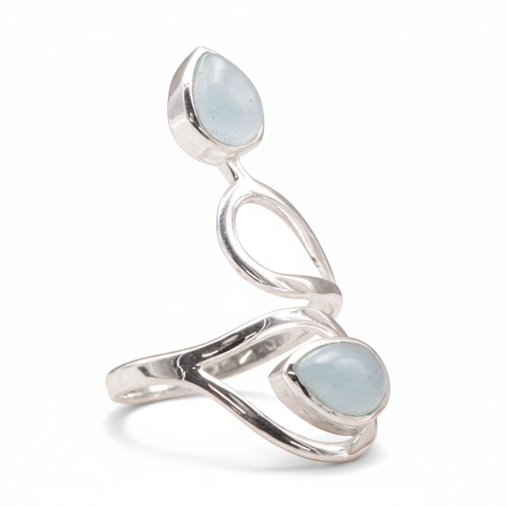 Bague réglable Aigue-Marine Brésil AA argent 925