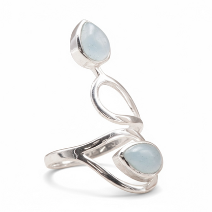 Bague réglable Aigue-Marine Brésil AA argent 925