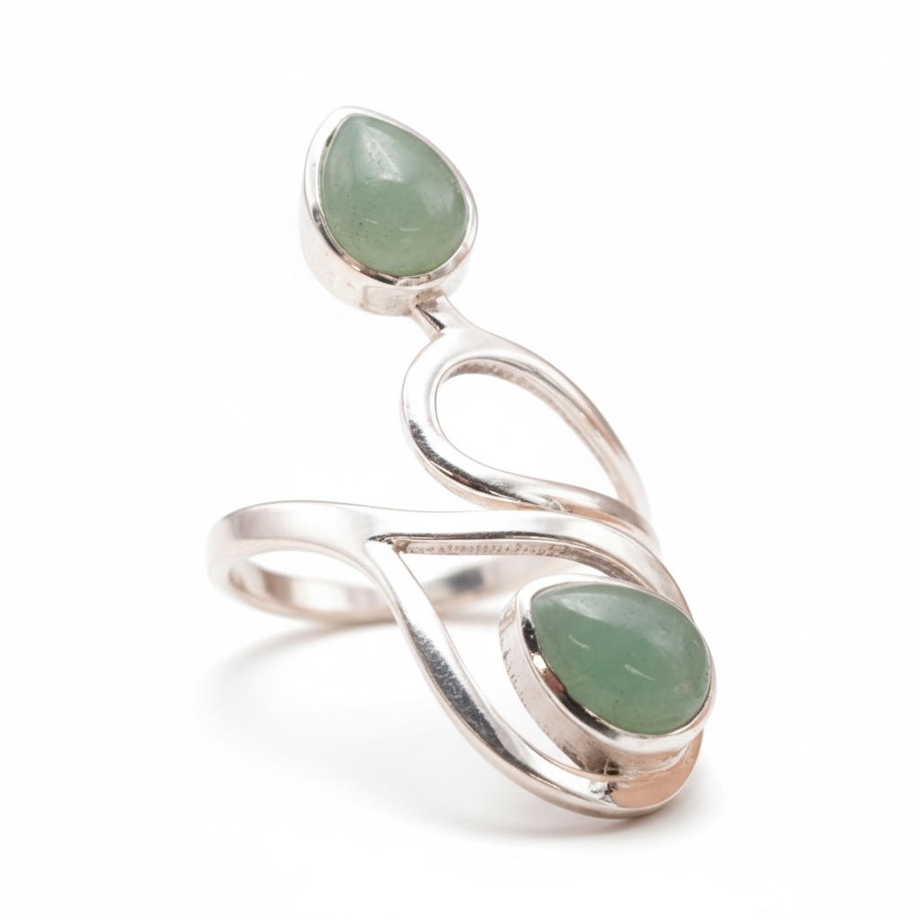 Bague réglable Aventurine verte Brésil AA argent 925