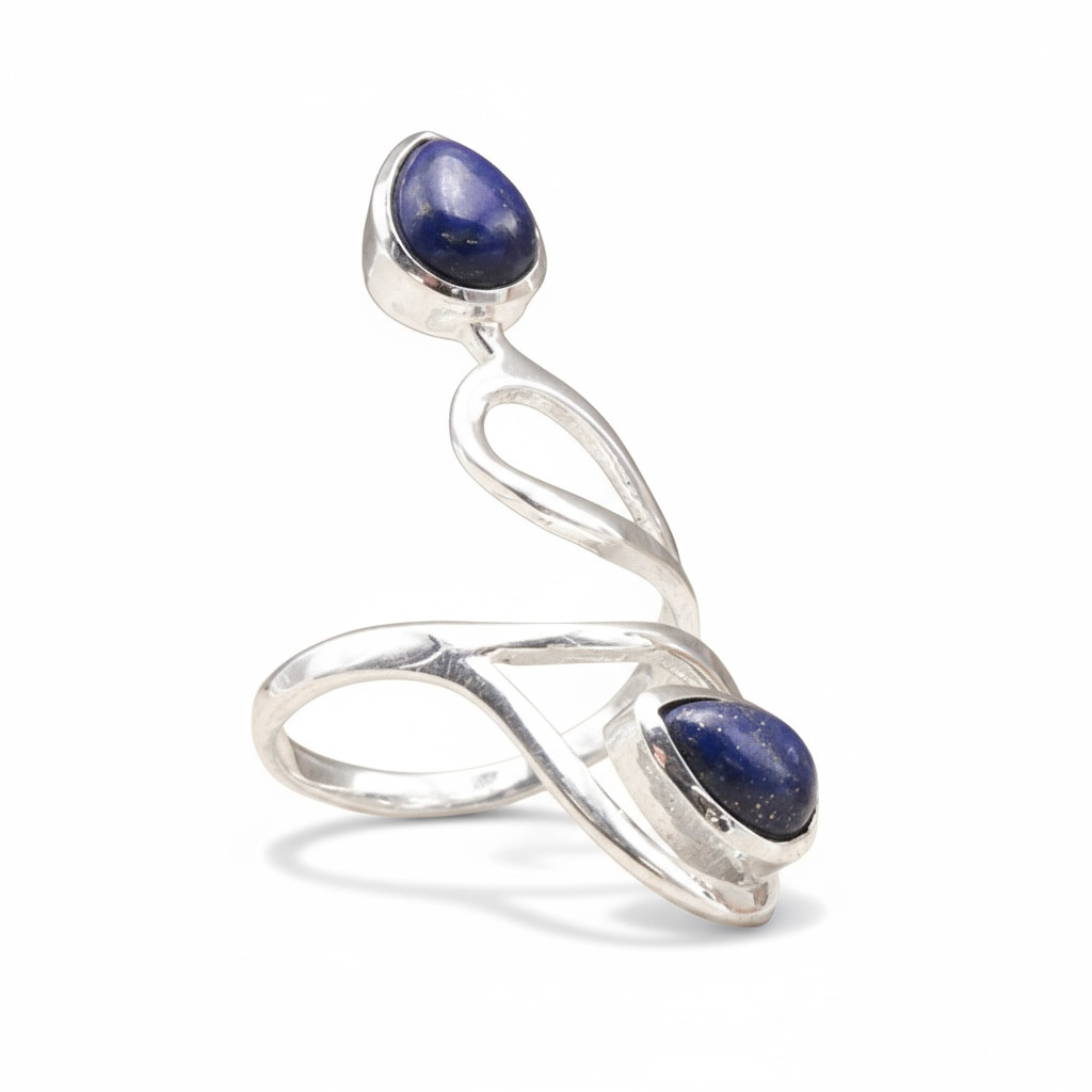 Bague réglable Lapis Lazuli Afghanistan AA argent 925