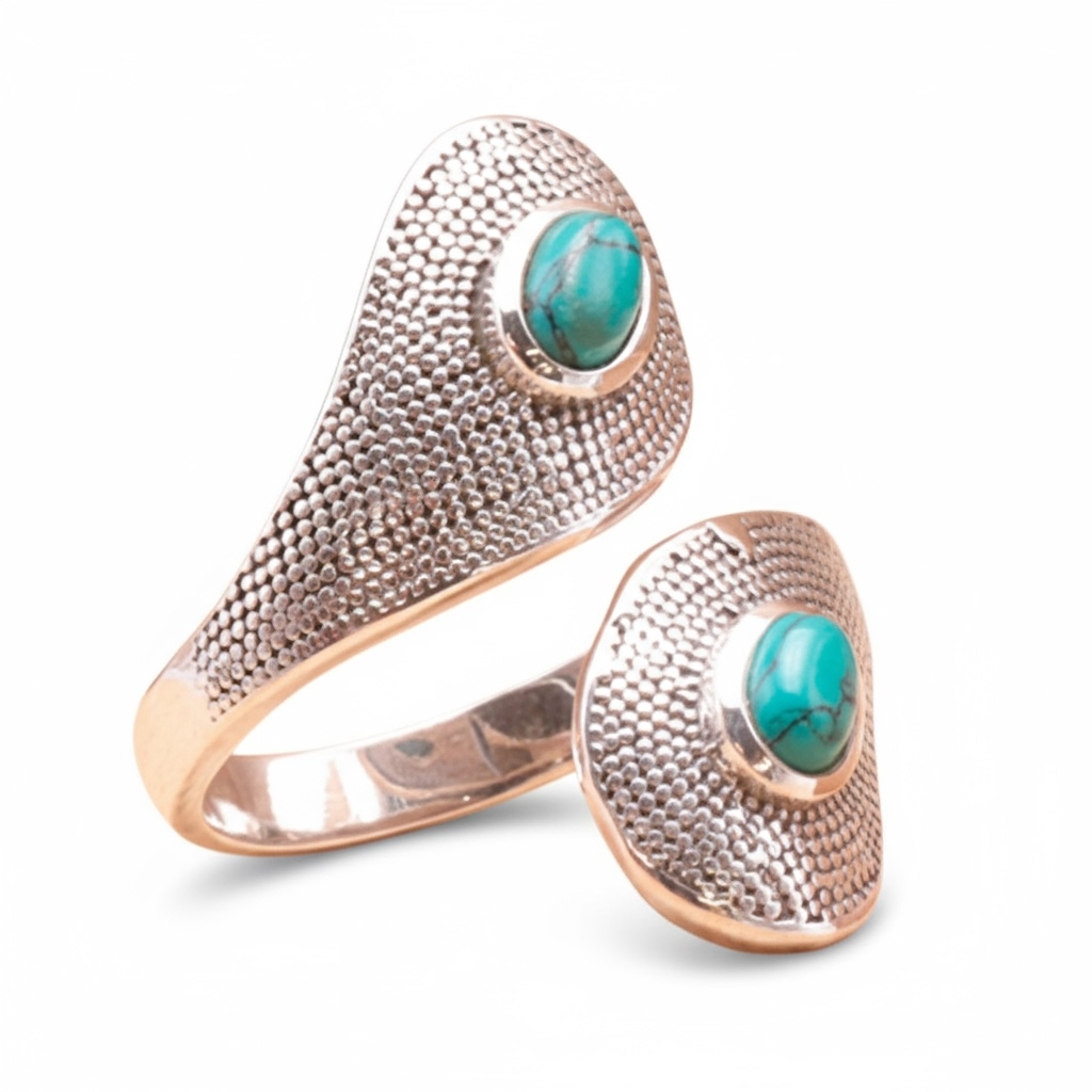 Bague réglable Turquoise Mexique AA argent 925