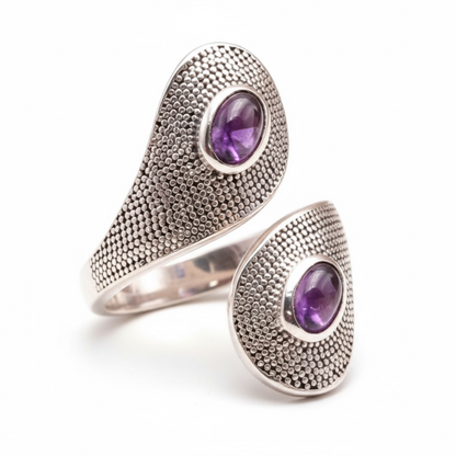 Bague réglable améthyste Brésil AA argent 925