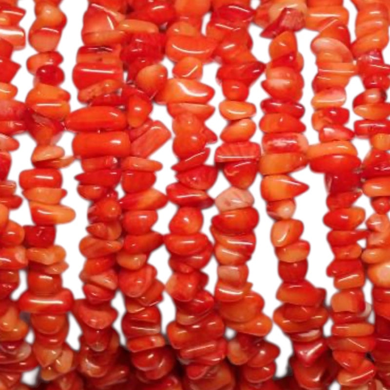 Collier corail teinté rouge Brésil A (perles baroques) - 45cm