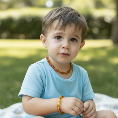 Baby cognac amber necklace Lithuania A (baroque pearls)